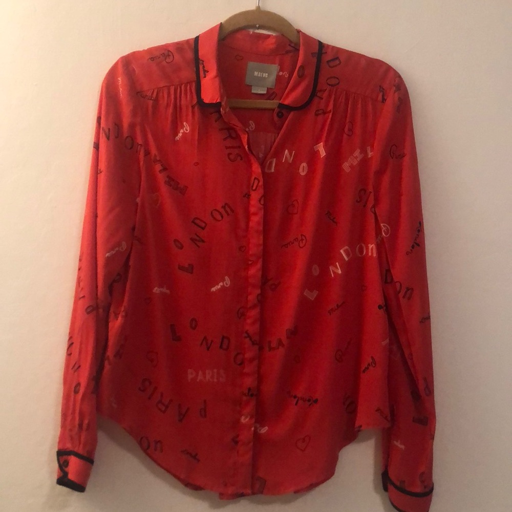 Maeve Anthropologie Red Blouse - Picture 2 of 5